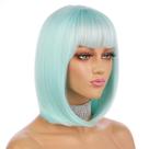 Peruca EniLecor Short Bob 30 cm reta sintética verde menta