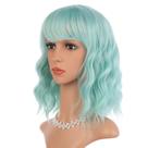 Peruca EnileCor Verde Menta Sintética Curta Curly Wavy Bob 35cm