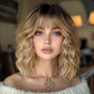 Peruca ENTRANCED STYLES Ombre Blonde, curta, ondulada, 35 cm para mulheres Peruca ENTRANCED STYLES Ombre Blonde, curta, ondulada, 35 cm para mulheres