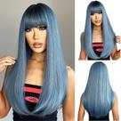 Peruca ENTRANCED STYLES Ombre Blue Long Straight Synthetic