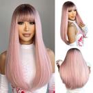Peruca ENTRANCED STYLES Ombre Pink Long Straight para mulheres