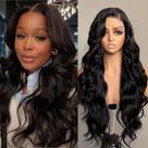 Peruca FABÉLLE Natural Black Body Wave 66 cm 13 6 em renda frontal