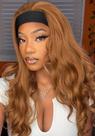 Peruca FANCEE Yaki Wavy Headband Honey Brown Kinky Straight 14 polegadas