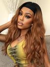 Peruca FANCEE Yaki Wavy Headband Ombre Brown Kinky Straight 14 polegadas