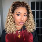 Peruca Fancy Hair Cornrow com cabelo encaracolado Ombre Blonde 40cm