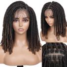Peruca Faux Locs WIGNEE, de renda completa, trançada, 35 cm, marrom ombre
