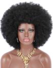 Peruca feminina Kalyss 16, curta, afro, crespa, cabelo encaracolado, preta