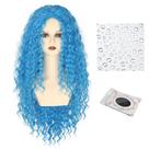 Peruca feminina Miss U Hair, longa, encaracolada, azul, de fibra sintética
