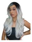 Peruca Feminina Platinada Ondulado Leve Com Franjao 60 Cm Platinada Unico