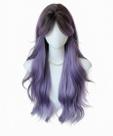 Peruca Feyxthyn Natural Purple Ombre longa ondulada com franja para mulheres