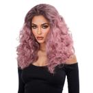 Peruca Fluffy Curly 50 cm rosa rosa, parte lateral de cabelo sintético