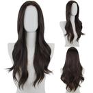 Peruca FREE BEAUTY, longa, marrom escura, ondulada, 66 cm, sintética para mulheres