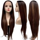 Peruca front lace HD orgânica futura castanho mechas RH43322