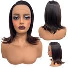 Peruca front lace media curta 13x1 castanho mechas T1B/33