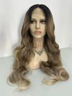 Peruca front lace ombre hair ondulada preto para loiro