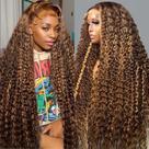 Peruca frontal de renda ACIWP Highlight Ombre Human Hair 71 cm Honey