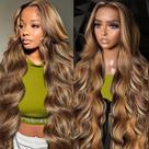 Peruca frontal de renda Agairl Highlight Ombre Human Hair 60cm