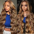 Peruca frontal de renda Agairl Ombre Human Hair 20" 210% de densidade