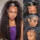 Peruca frontal de renda ANDRIA 200 Density Deep Wave 66cm preta