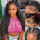 Peruca frontal de renda AskWish, cabelo humano de 30 polegadas, 220% de densidade