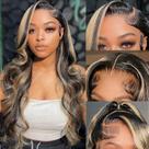 Peruca frontal de renda Aveiyce Highlight Ombre Balayage 24" 180% de densidade Peruca frontal de renda Aveiyce Highlight Ombre Balayage 24" 180% de densidade