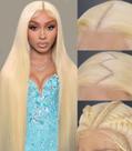 Peruca frontal de renda Bebeest 613 Cabelo humano 66cm 200 Density Blonde