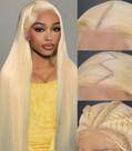 Peruca frontal de renda Bebeest Blonde 613 Human Hair 24" para mulheres