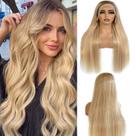 Peruca frontal de renda Benafee Light Blonde Highlight 60 cm 180% de densidade