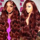 Peruca Frontal de Renda Bonhaar - Cabelo Humano Castanho Avermelhado (76cm, 180%) Peruca Frontal de Renda Bonhaar - Cabelo Humano Castanho Avermelhado (76cm, 180%)