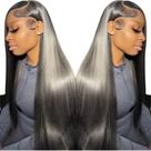 Peruca frontal de renda BungiOl Straight Human Hair 13x4 180% de densidade