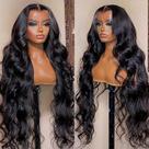 Peruca frontal de renda completa 13x6, 200% de densidade, onda corporal HD, transparente, com frente de renda, peruca de cabelo humano pré-arrancada c