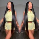 Peruca frontal de renda DULOVE 81 cm Cabelo humano 200 Densidade Natural