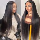 Peruca Frontal de Renda DULOVE - Cabelo Humano Liso 24 Polegadas - Densidade 200