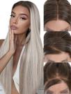 Peruca frontal de renda FAVE 13x4 HD 70cm Ombre Ash Blonde Sintética