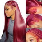 Peruca Frontal de Renda Fiumer 99J Burgundy - Cabelo Humano 70cm, 180% de Densidade Peruca Frontal de Renda Fiumer 99J Burgundy - Cabelo Humano 70cm, 180% de Densidade