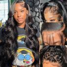 Peruca Frontal de Renda Fongly Body Wave 26" - Cabelo Humano com 200% de Densidade
