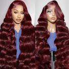 Peruca Frontal de Renda GOFWARD 99J Burgundy Wave - 76cm e 200% de Densidade HD