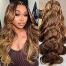 Peruca frontal de renda Hiyoker Ombre Body Wave 60 cm de cabelo humano