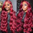Peruca Frontal de Renda Human Hair Pidrez 99J Burgundy - 70cm Body Wave