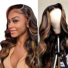Peruca frontal de renda IDHERE Body Wave Ombre Honey Blonde 50cm
