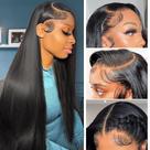 Peruca frontal de renda Iris Queen 220 Density Straight Human Hair