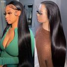 Peruca frontal de renda Iris Queen Straight HD 28" Cabelo humano