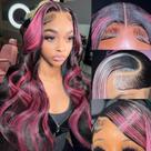 Peruca frontal de renda Keabalo Ombre Human Hair Body Wave 22"