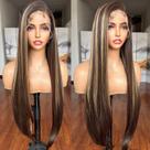 Peruca frontal de renda LuxeMelan Honey Blonde 76 cm reta
