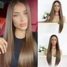 Peruca frontal de renda MACA BAKA Natural Brown Long Straight 24" Peruca frontal de renda MACA BAKA Natural Brown Long Straight 24"