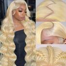 Peruca frontal de renda MARUOL 71cm 613 Cabelo humano loiro 180% de densidade