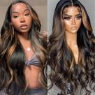 Peruca frontal de renda miear 13x6 Body Wave 66cm 180% Densidade 1B/30