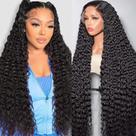 Peruca frontal de renda MISSJAY Deep Wave 13x6 200% Densidade 32"
