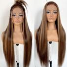 Peruca frontal de renda MITIMES Honey Blonde Straight 80 cm 180 Density