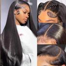 Peruca frontal de renda MUNONG Straight 100% cabelo humano 28" para mulheres